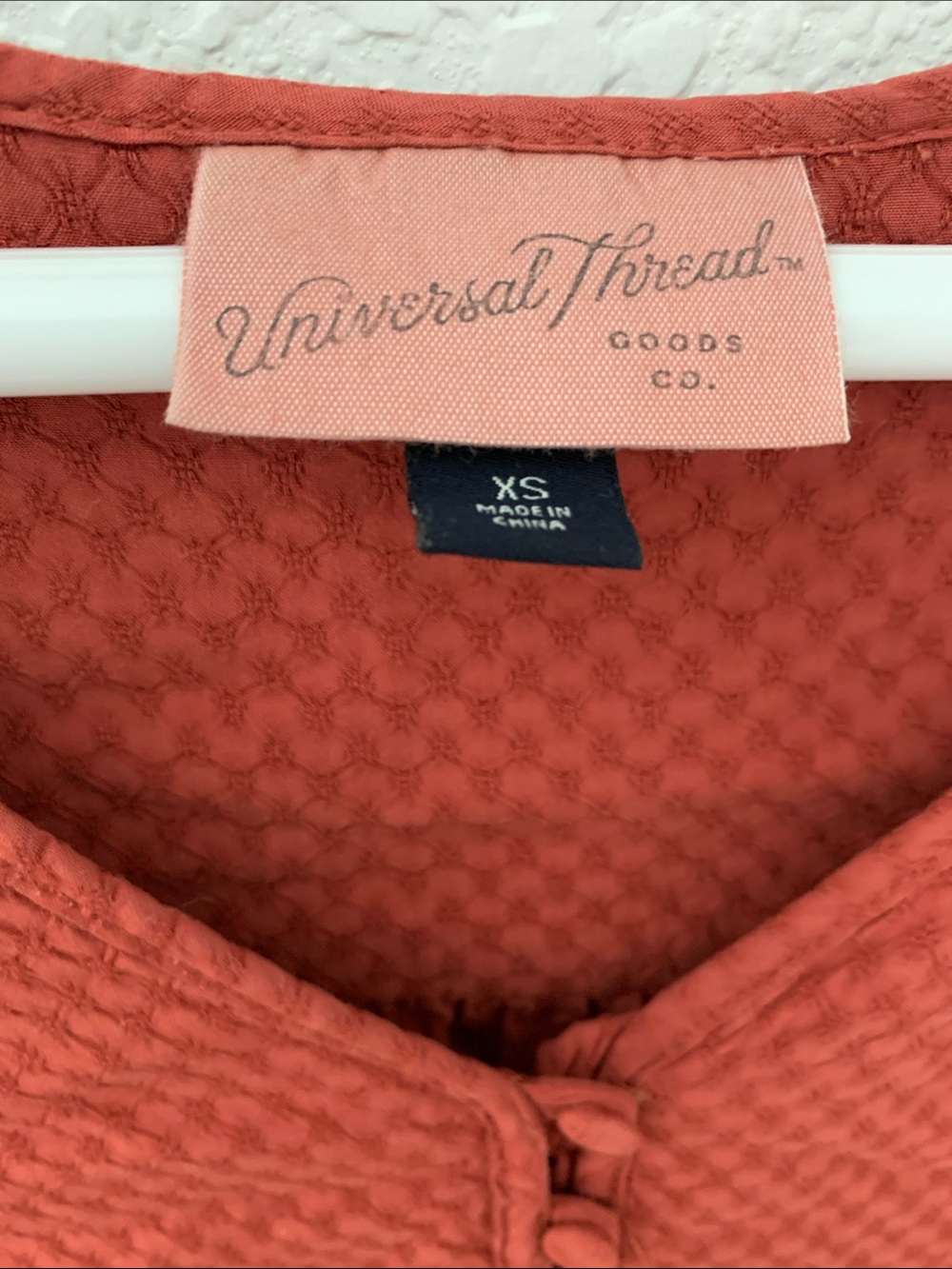 Universal Thread Rust Button-Front V-Neck Peasant Blouse - Picture 3 of 4